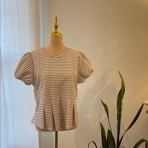 Anthropologie Black and White Striped Short Sleeve Top